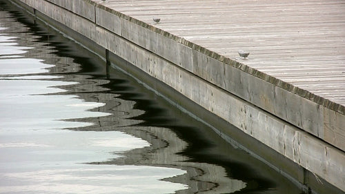 Wooden dock with lake water reflections. Muskoka, Ontario. HDV footage. HD.