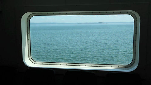 Porthole on a ferry. HD.