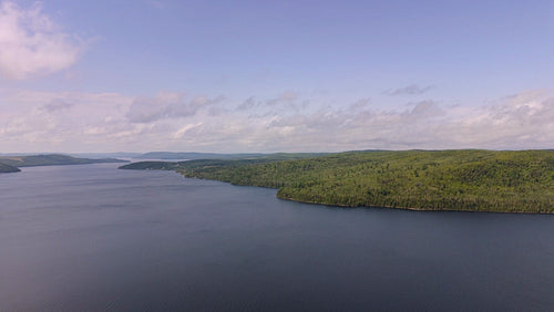 Drone aerial. Lake Temiscouata, Quebec, Canada. 4K.