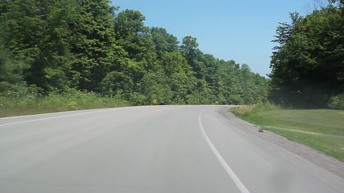 Summer RV. Passing a camper van on the road. Summer in Ontario, Canada. HD video.