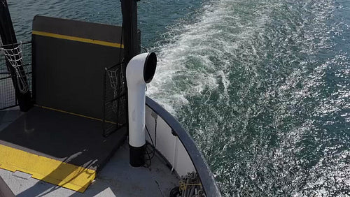 Slomo view from rear of ferry leaving Ward's Island going to Toronto. HD stock video.