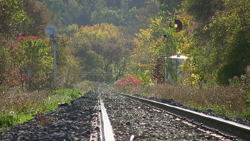 Hazy train tracks. HDV footage. HD.