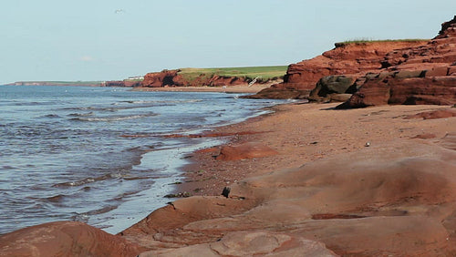 Prince Edward Island beach. Waves lapping. HD.