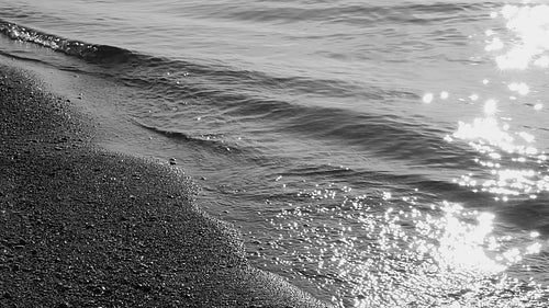 Slow motion sunlit wave. Gibraltar Beach, Toronto Islands. Black and white. HD stock video.