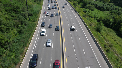 High angle view of Don Valley Parkway. Summer in Toronto, Canada. 4K.