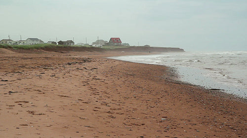 Misty beach in Prince Edward Island. HD.