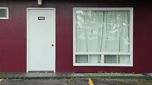 Classic motel room. Exterior shot. Quebec, Canada. HD.