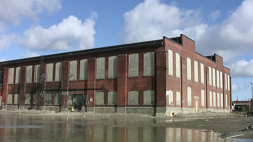 Abandoned factory. Time lapse clouds. HD video.