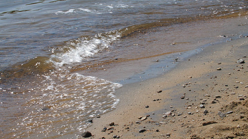 Detail of sandy beach. Summer in Haliburton, Ontario, Canada. 4K.