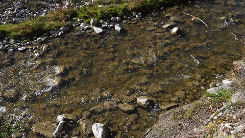 Slow motion river. High angle view. Rouge Valley, Scarborough, Ontario, Canada. HD.