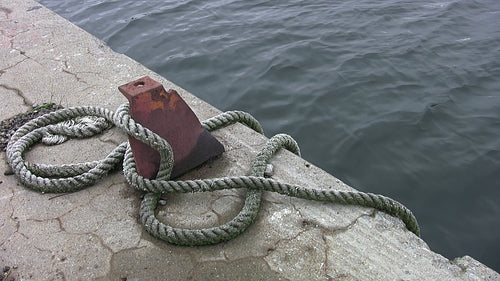 Industrial mooring post. Toronto harbour. Toronto, Ontario, Canada. HD video.