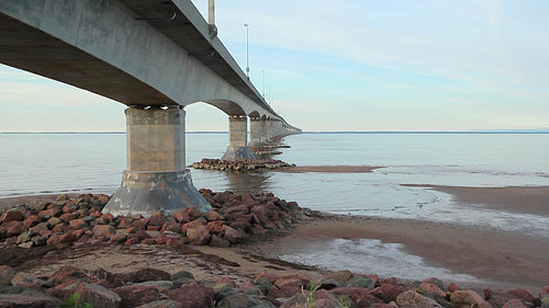 Confederation bridge. Detail of supporting pillars. HD.